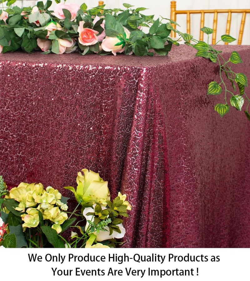 ShiDianYi Sequin Tablecloth Burgundy 90x132-Inch Sequin Table Linens Rectangle Wine Tablecloth for Wedding Decor -190222E - Image 2